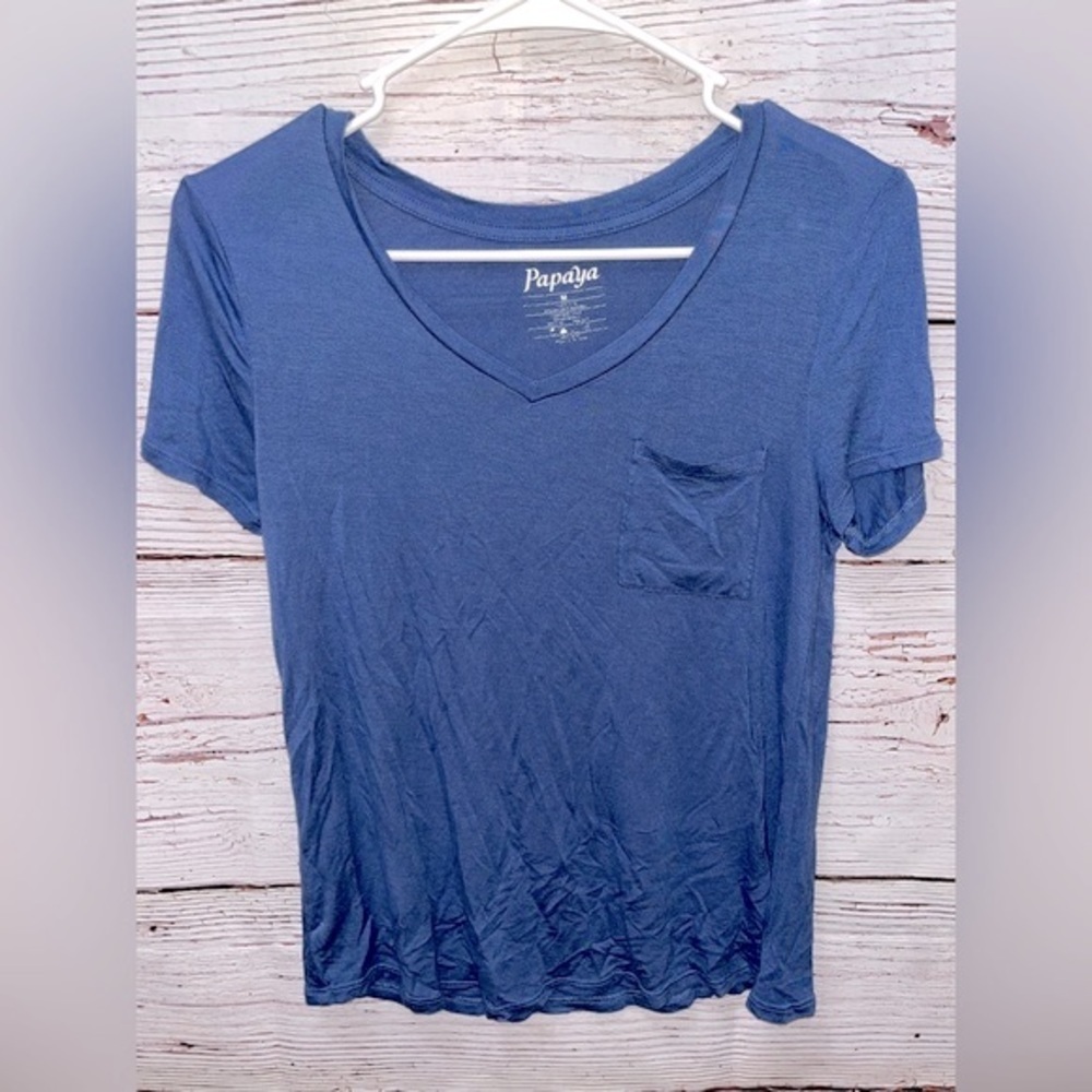 Papaya V-Neck Pocket Tee